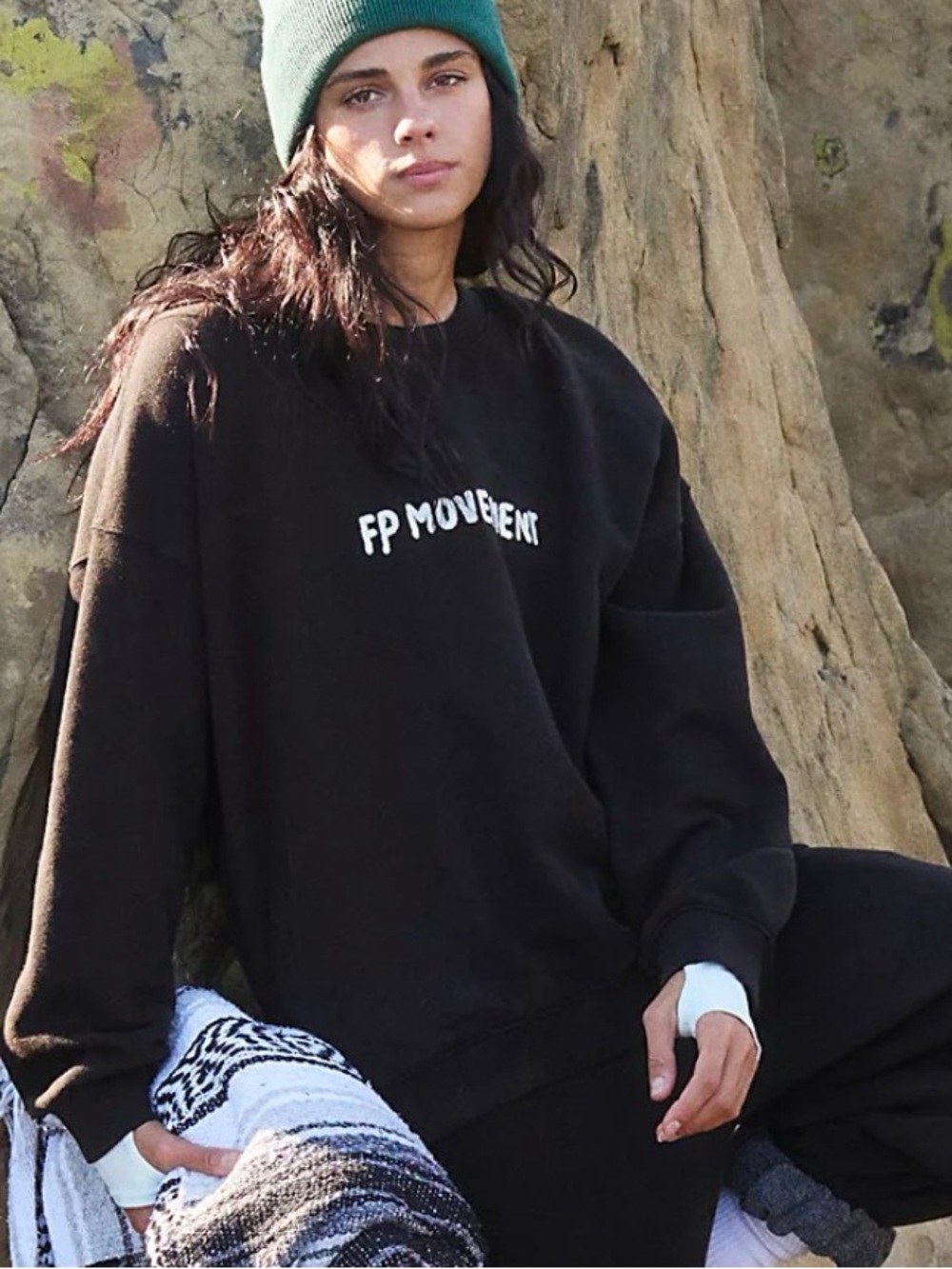 Free People All Star Embroidered Pullover. NWT. Black